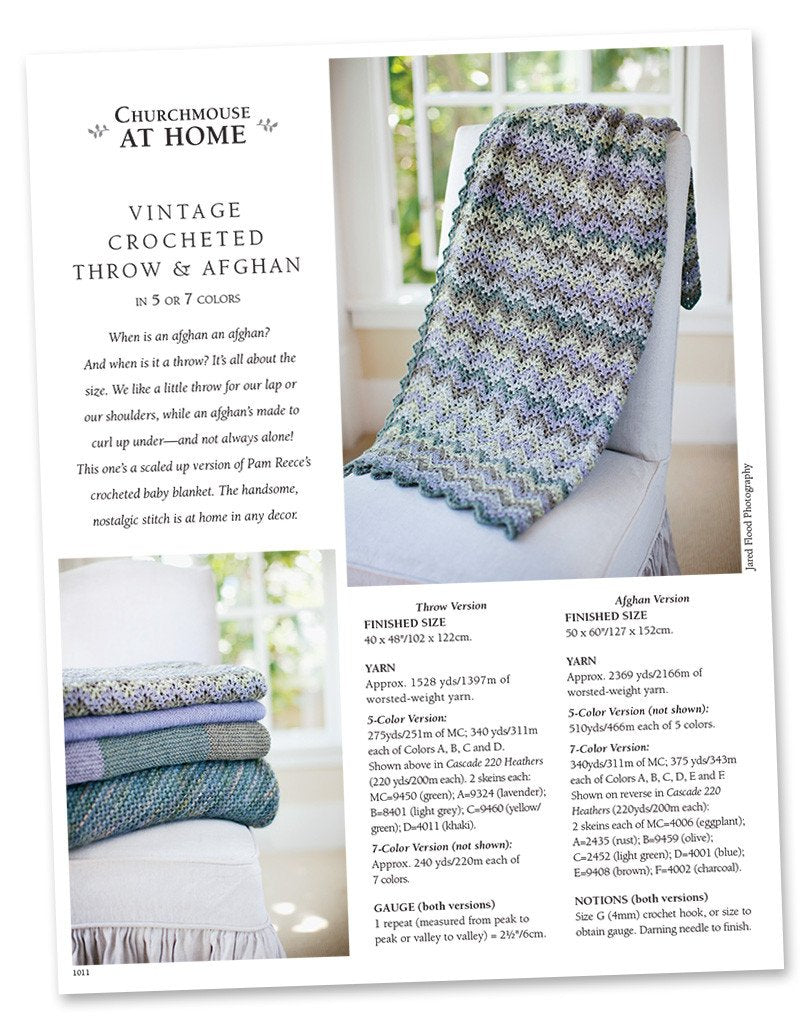 Vintage Crocheted Throw & Afghan (in 5 or 7 colors) Pattern