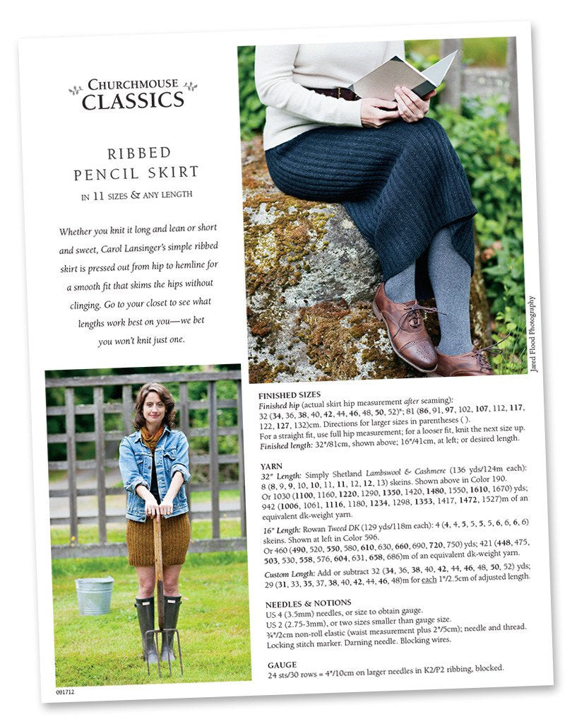 Ribbed Pencil Skirt (in 11 sizes & any length) Pattern