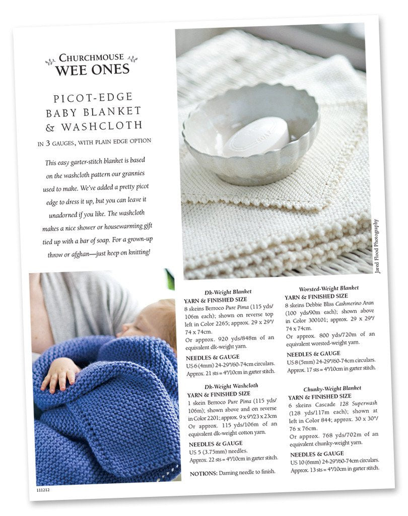 Picot-Edge Baby Blanket & Washcloth (in 3 gauges) Pattern
