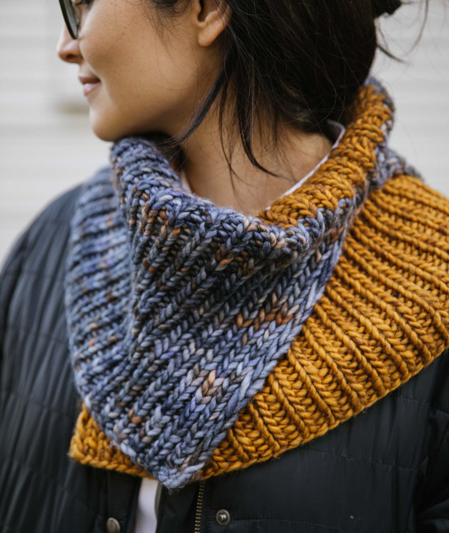 Double Split Color-Blocked Cowl Pattern
